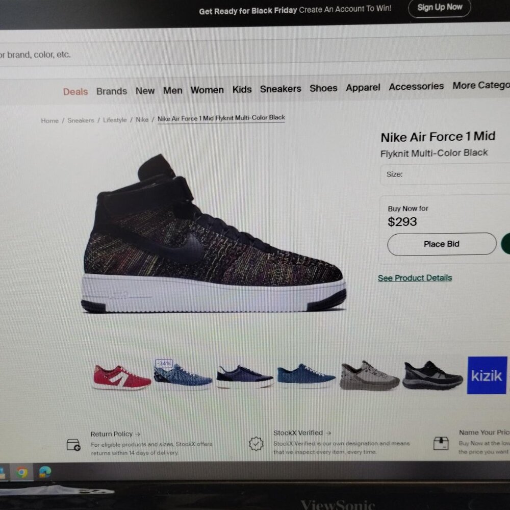 Nike Air Force 1 Ultra Flyknit Mid 817420-002 - Multi-Color Black - Size Men 10 - Picture 9 of 9